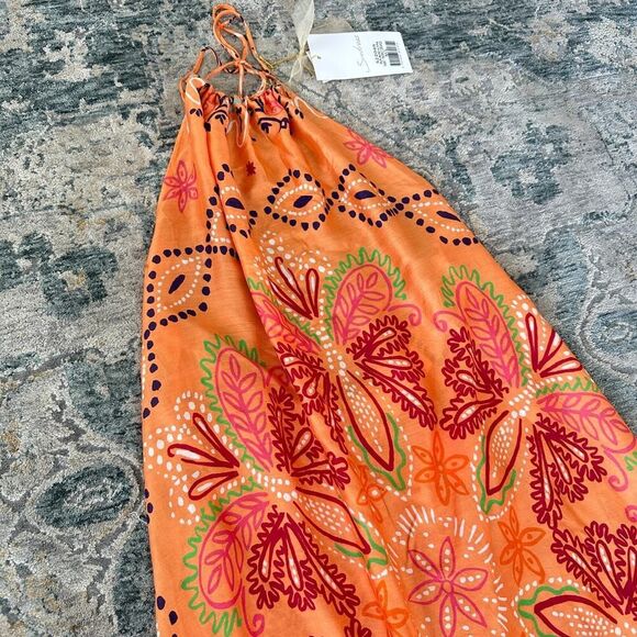 Sundress Maxi Dress M/L Floral Halter Tiered Flounce Boho Resort Vacation Luxe - Picture 7 of 14